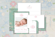 Load image into Gallery viewer, Chinoiserie Baby Birth Announcement | Elegant Birth Announcement
