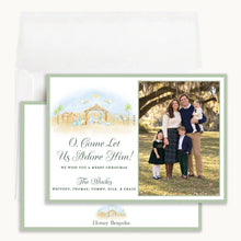 Load image into Gallery viewer, Sage Nativity Christmas Card, front and back with envelope
