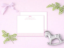 Load image into Gallery viewer, Personalized Baby Girl Stationery | Pink Bow Thank You Cards | Nursery
