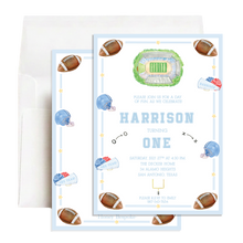 Load image into Gallery viewer, First Down 1st Birthday Invitation | Preppy Football Digital Invite Or Paper

