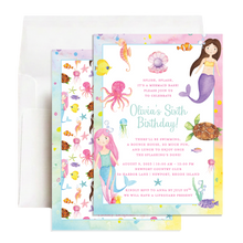 Load image into Gallery viewer, Under the Sea Mermaid Birthday Invitation | Ariel Little Mermaid Invite
