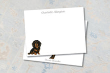 Load image into Gallery viewer, Longhaired Dachshund Stationery | Personalized Wiener Dog Notecards
