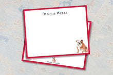 Load image into Gallery viewer, a blank note card with a red border and a picture of a bulldog on it.
