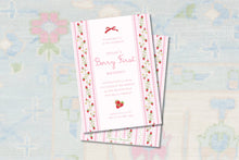 Load image into Gallery viewer, Berry First Birthday Invitation | Strawberry Invite Digital Download | Pink Gingham
