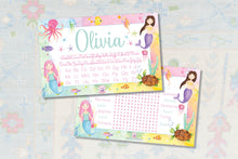 Load image into Gallery viewer, Personalized Laminated Mermaid Placemat / Laminated Mermaid Ocean Placemat / Mermaid Themed Placemats For Girls / Ocean Themed Placemat
