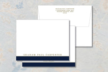 Load image into Gallery viewer, Personalized Men’s Stationery | Classic Navy Notecards | Simple Notes
