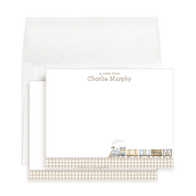 Load image into Gallery viewer, Personalized Train Stationery Set Watercolor | Boy Thank You Notes
