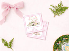 Load image into Gallery viewer, Pink Puppy Party Tags | Lets Pawty Stickers | Gingham Birthday
