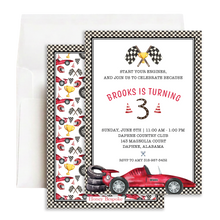 Load image into Gallery viewer, Race Car Birthday Invitation | Two Fast Invite | F1 Party
