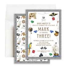 Load image into Gallery viewer, Pirate Birthday Invitation | Ahoy Matey Party Invite
