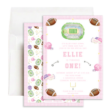Load image into Gallery viewer, First Down Birthday Invitation | Pink Football Party

