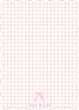 Load image into Gallery viewer, Scalloped Personalized Baby Birth Announcement / Watercolor Pink Bow Birth Announcement / Grandmillennial Baby Shower / Invitation / Preppy
