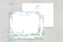 Load image into Gallery viewer, Lily of the Valley Notecards | Personalized Blue Floral Stationery
