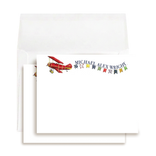Load image into Gallery viewer, Personalized Airplane Stationery | Plane Boy Thank You Cards
