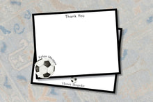 Load image into Gallery viewer, Personalized Soccer Thank You Notes | Sports Theme Stationery Set
