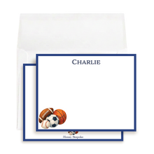 Load image into Gallery viewer, Personalized Sports Stationery | Custom Note Cards | Boy's Stationery Set
