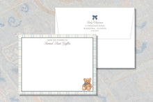 Load image into Gallery viewer, Teddy Bear Baby Shower Thank You Cards | Preppy Blue Plaid | Personalized

