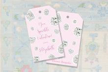 Load image into Gallery viewer, Personalized Valentine Gift Tags | Sparkle Valentine Tags With Custom Name
