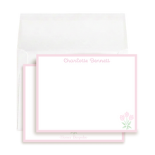 Load image into Gallery viewer, Personalized Pink Tulip Stationery Set | Baby Girl Thank You Notes
