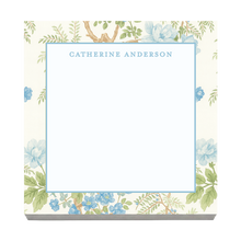 Load image into Gallery viewer, Personalized Notepad – Blue Floral Chinese Peony Pad | Luxury Writing Pad Gift
