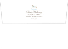 Load image into Gallery viewer, Blue Boy Rocking Horse Baby Shower Invitation

