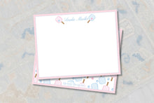 Load image into Gallery viewer, Personalized Pickleball Stationery Set | Pink Blue Paddles Note Cards
