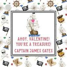 Load image into Gallery viewer, Pirate Valentine Gift Tags - Watercolor Ahoy Themed Printable Party Favors
