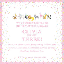 Load image into Gallery viewer, Party Animals Birthday Invitation – Watercolor Zoo Theme
