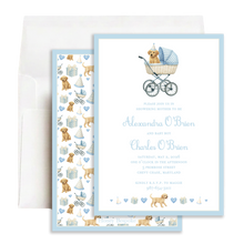 Load image into Gallery viewer, Blue Puppy Baby Shower Invitation | Dog Baby Shower Invite
