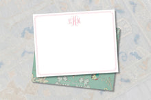 Load image into Gallery viewer, Watercolor Chinoiserie Monogram Stationery | Toile Thank You Cards
