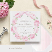 Load image into Gallery viewer, Pink Floral Baby Shower Invitation Watercolor / Grandmillennial Baby Shower / Preppy Invitation / Christening / Dedication / Baby Girl
