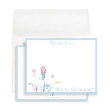 Load image into Gallery viewer, Mermaid Stationery | Under the Sea Thank You Cards | Personalized Notecards
