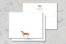 Load image into Gallery viewer, Personalized Dachshund Stationery | Wiener Dog Notecards | Custom Name
