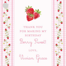 Load image into Gallery viewer, Berry First Birthday Gift Tags | Strawberry and Gingham Party
