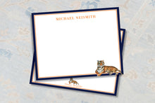 Load image into Gallery viewer, a white note card with a tiger illustration on it, placed on a patterned surface.
