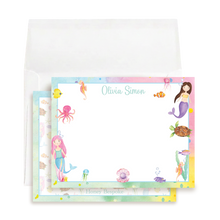 Load image into Gallery viewer, Watercolor Mermaid Thank You Cards: Under the Sea Stationery
