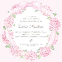 Load image into Gallery viewer, Pink Floral Wreath Baby Shower Invitation
