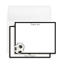Load image into Gallery viewer, Personalized Soccer Thank You Notes | Sports Theme Stationery Set
