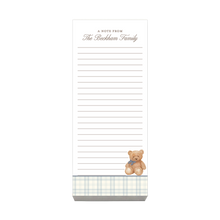 Load image into Gallery viewer, Personalized Baby Shower Notepad – Teddy Bear Plaid | Custom Baby Notes
