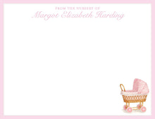 Load image into Gallery viewer, Personalized Baby Girl Stationery | Pink Stroller Note Cards
