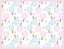 Load image into Gallery viewer, Personalized Pickleball Stationery Set | Pink Blue Paddles Note Cards
