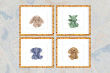 Load image into Gallery viewer, Watercolor Nursery Art Print / Nursery Stuffed Animal Art / Boy Art Print / Stuffed Animal / Dog Theme Nursery / Baby Shower Gift / Gingham
