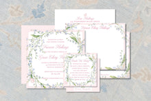 Load image into Gallery viewer, Watercolor Lily of the Valley Baby Shower Invitation | Girl Floral Baptism Invite
