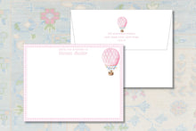 Load image into Gallery viewer, Personalized Baby Girl Stationery | Hot Air Balloon Notecards | From the Nursery
