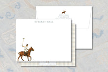 Load image into Gallery viewer, Polo Player Stationery | Personalized Equestrian Note Cards | Preppy Gift
