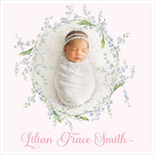 Load image into Gallery viewer, Watercolor Lily Birth Announcement | Baby Girl Announcement | Lily of the Valley
