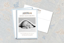 Load image into Gallery viewer, Watercolor Train Birth Announcement | Baby Boy Photo Card | Printable
