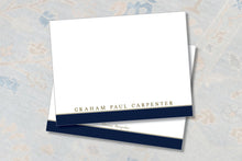 Load image into Gallery viewer, Personalized Men’s Stationery | Classic Navy Notecards | Simple Notes
