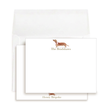 Load image into Gallery viewer, Personalized Dachshund Stationery | Custom Wiener Dog Note Cards | Pink Dachshund Gift
