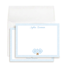 Load image into Gallery viewer, Personalized Pickleball Stationery | Gingham Notecards
